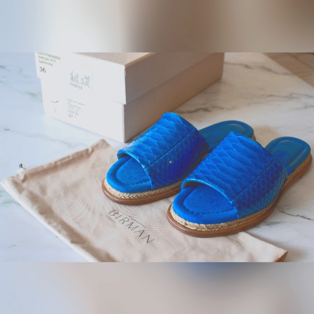 Birman python blue brand new slip-on Sandals size6